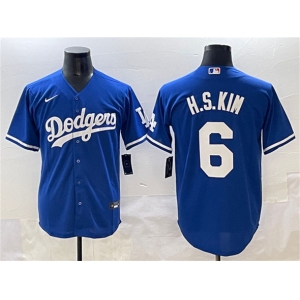 Men's Los Angeles Dodgers #6 H.S.Kim Royal Cool Base Stitched Baseball Jersey