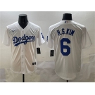 Men's Los Angeles Dodgers #6 H.S.Kim White Cool Base Stitched Baseball Jersey
