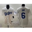 Men's Los Angeles Dodgers #6 Hyeseong Kim White Cool Base Stitched Baseball Jersey