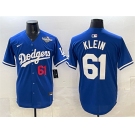 Men's Los Angeles Dodgers #61 Will Klein Royal 2025 World Series Limited Stitched Baseball Jersey