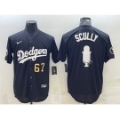 Men's Los Angeles Dodgers #67 Vin Scully Black Gold Big Logo With Vin Scully Patch Stitched Jersey