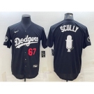 Men's Los Angeles Dodgers #67 Vin Scully Black Red Big Logo With Vin Scully Patch Stitched Jersey