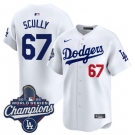 Men's Los Angeles Dodgers #67 Vin Scully White 2025 Champions Stitched Baseball Jersey