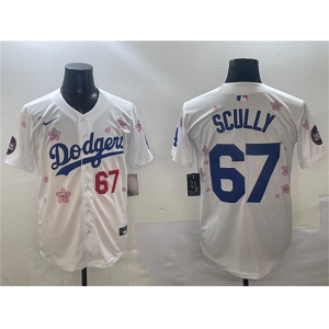 Men's Los Angeles Dodgers #67 Vin Scully White 2025 Tokyo Series Limited Stitched Baseball Jersey