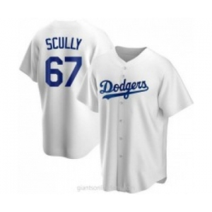 Men's Los Angeles Dodgers #67 Vin Scully White Stitched MLB Cool Base Nike Jersey