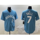 Men's Los Angeles Dodgers #7 Blake Snell Light Blue Limited Stitched Baseball Jersey