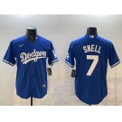 Men's Los Angeles Dodgers #7 Blake Snell Royal Cool Base Stitched Baseball Jersey