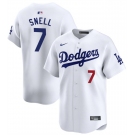 Men's Los Angeles Dodgers #7 Blake Snell White 2024 Home Limited Stitched Baseball Jersey