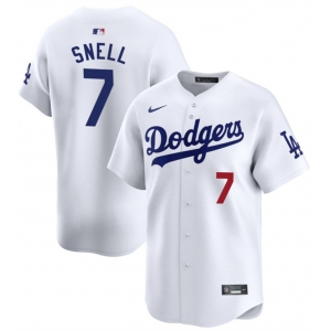 Men's Los Angeles Dodgers #7 Blake Snell White 2024 Home Limited Stitched Baseball Jersey