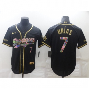 Men's Los Angeles Dodgers #7 Julio Urias Black Iridescent Logo Jersey