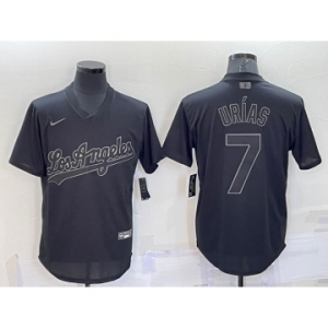 Men's Los Angeles Dodgers #7 Julio Urias Black Pullover Turn Back The Clock Stitched Cool Base Jersey