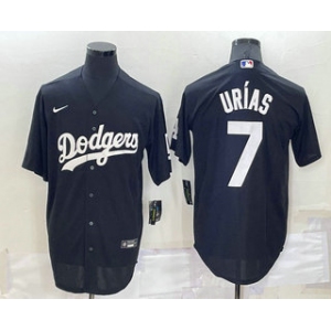 Men's Los Angeles Dodgers #7 Julio Urias Black Turn Back The Clock Stitched Cool Base Jersey