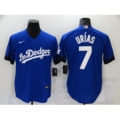 Men's Los Angeles Dodgers #7 Julio Urias Blue Game City Player Jersey