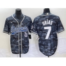 Men's Los Angeles Dodgers #7 Julio Urias Gray Camo Cool Base With Patch Stitched Baseball Jersey