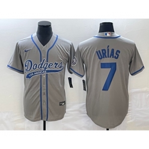 Men's Los Angeles Dodgers #7 Julio Urias Grey With Patch Cool Base Stitched Baseball Jersey1