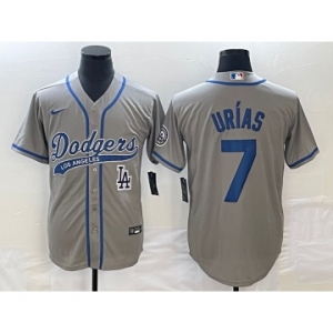 Men's Los Angeles Dodgers #7 Julio Urias Grey With Patch Cool Base Stitched Baseball Jersey