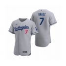 Men's Los Angeles Dodgers #7 Julio Urias Nike Gray Authentic 2020 Road Jersey