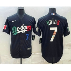 Men's Los Angeles Dodgers #7 Julio Urias Number Black Mexico 2020 World Series Cool Base Nike Jersey