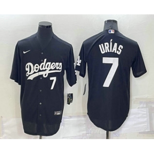 Men's Los Angeles Dodgers #7 Julio Urias Number Black Turn Back The Clock Stitched Cool Base Jersey