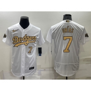 Men's Los Angeles Dodgers #7 Julio Urias Number White 2022 All Star Stitched Flex Base Nike Jersey
