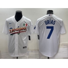 Men's Los Angeles Dodgers #7 Julio Urias Rainbow White Mexico Cool Base Nike Jersey