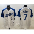 Men's Los Angeles Dodgers #7 Julio Urias White Blue Fashion Stitched Cool Base Limited Jerseys