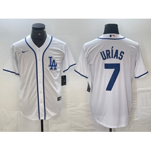 Men's Los Angeles Dodgers #7 Julio Urias White Cool Base Stitched Baseball Jersey