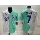 Men's Los Angeles Dodgers #7 Julio Urias White Green Two Tone 2022 Celebrity Softball Game Cool Base Jersey