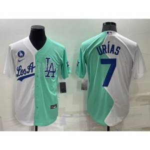 Men's Los Angeles Dodgers #7 Julio Urias White Green Two Tone 2022 Celebrity Softball Game Cool Base Jersey