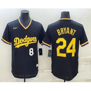 Mens Los Angeles Dodgers #8 #24 Kobe Bryant Number Black Stitched Pullover Throwback Nike Jersey