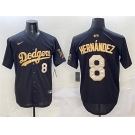 Men's Los Angeles Dodgers #8 Enrique Hernandez Black Gold Limited Stitched Baseball Jersey