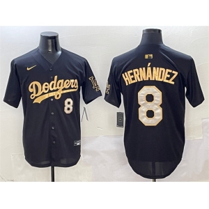 Men's Los Angeles Dodgers #8 Enrique Hernandez Black Gold Limited Stitched Baseball Jersey