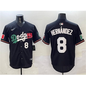 Men's Los Angeles Dodgers #8 Enrique Hernandez Black Mexico Flag Limited Stitched Baseball Jersey