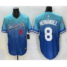 Men's Los Angeles Dodgers #8 Enrique Hernandez Blue 2025 City Connect Limited Stitched Jersey