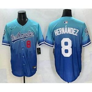 Men's Los Angeles Dodgers #8 Enrique Hernandez Blue 2025 City Connect Limited Stitched Jersey