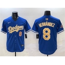 Men's Los Angeles Dodgers #8 Enrique Hernandez Royal 2025 Gold Collection Limited Stitched Baseball Jersey