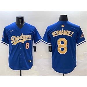 Men's Los Angeles Dodgers #8 Enrique Hernandez Royal 2025 Gold Collection Limited Stitched Baseball Jersey