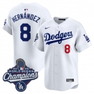 Men's Los Angeles Dodgers #8 Enrique Hernandez White 2025 Champions Stitched Baseball Jersey