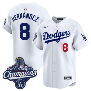 Men's Los Angeles Dodgers #8 Enrique Hernandez White 2025 Champions Stitched Baseball Jersey