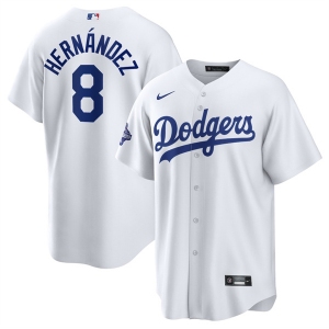 Men's Los Angeles Dodgers #8 Enrique Hernandez White 2025 World Series Champions Stitched Baseball Jersey
