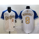 Men's Los Angeles Dodgers #8 Enrique Hernandez White Royal Gold 2024 World Series Champions Vapor Limited Stitched Baseball Jersey