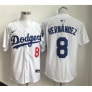 Men's Los Angeles Dodgers #8 Enrique Hernandez WhiteLimited Stitched Baseball Jersey