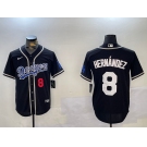 Men's Los Angeles Dodgers #8 Enrique Hernández Black Cool Base Stitched Baseball Jerseys