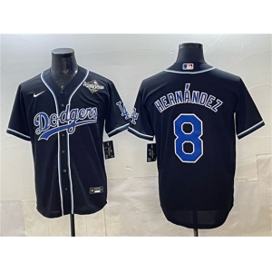 Men's Los Angeles Dodgers #8 Enrique Hernández Black Fashion 2025 World Series Cool Base Stitched Baseball Jersey