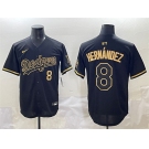 Men's Los Angeles Dodgers #8 Enrique Hernández Black Gold Limited Stitched Jersey