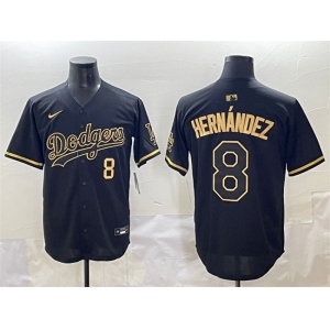 Men's Los Angeles Dodgers #8 Enrique Hernández Black Gold Limited Stitched Jersey