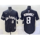 Men's Los Angeles Dodgers #8 Enrique Hernández Black Mexico 2025 LA Gothic Style With 2024 World Series Champions Patch Vapor Premier Limited Stitched Base