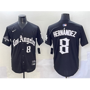 Men's Los Angeles Dodgers #8 Enrique Hernández Black Mexico 2025 LA Gothic Style With 2024 World Series Champions Patch Vapor Premier Limited Stitched Base
