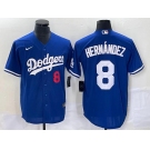 Men's Los Angeles Dodgers #8 Enrique Hernández Blue Flex Base Stitched Baseball Jersey