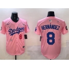 Men's Los Angeles Dodgers #8 Enrique Hernández Pink 2025 Tokyo Series Limited Stitched Baseball Jersey